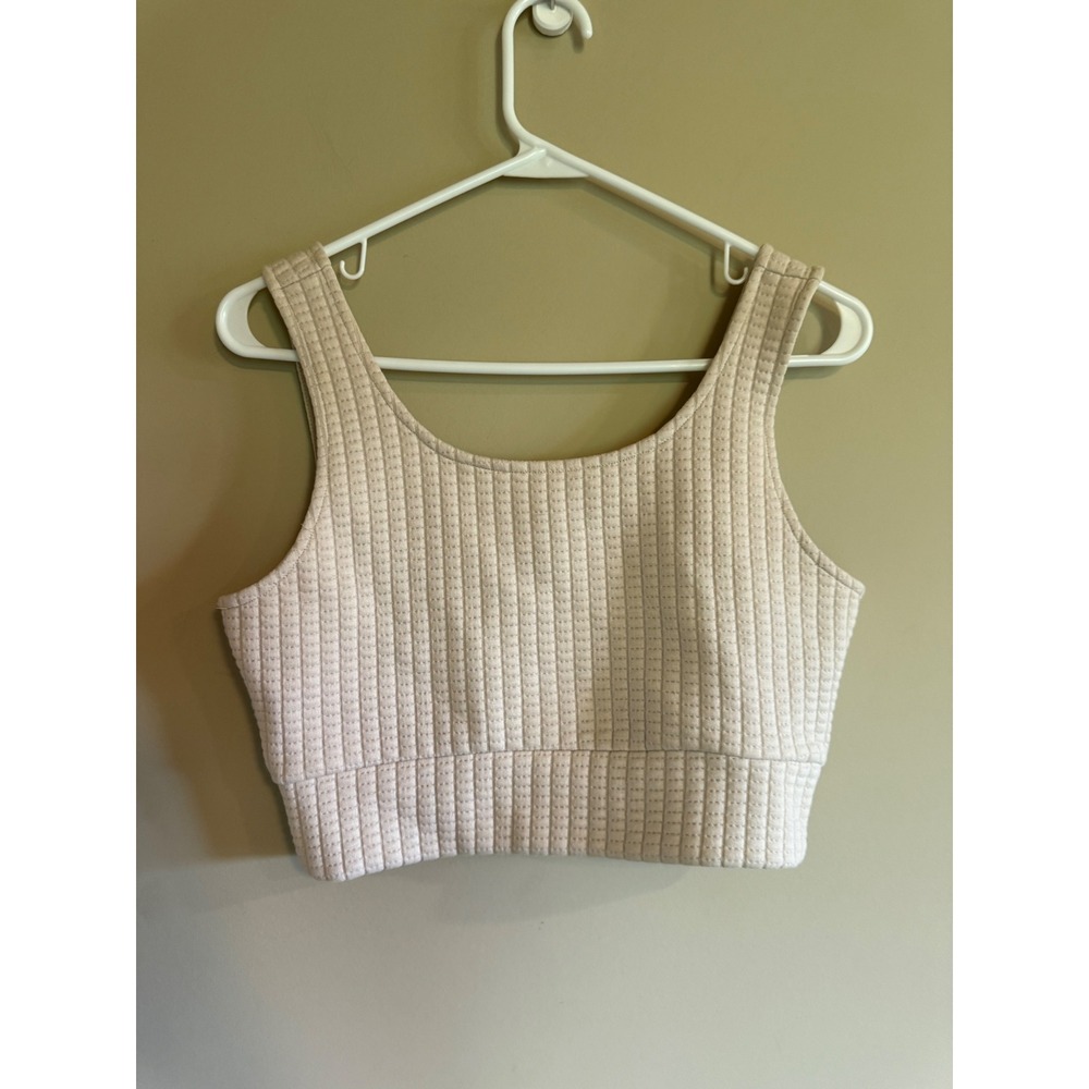 Gilded Intent Cream Textured Quilted Lounge Set Crop Top and Joggers S Top/XS Bt